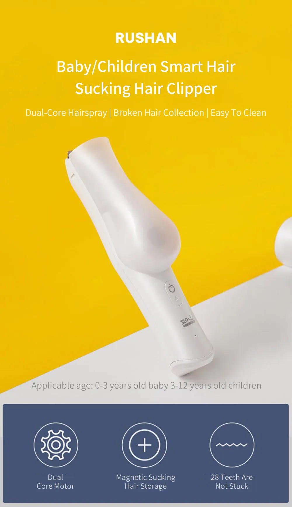 Xiaomi Rushan USB электрическая машинка для стрижки волос с коробкой для хранения Керамический Резак Триммер для волос для детей