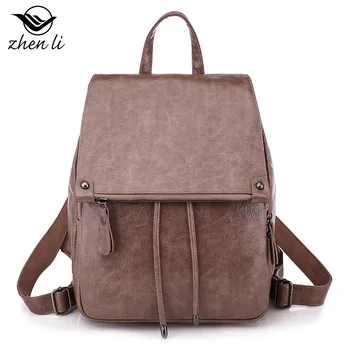 

2020PU leather new women bag fashion retro backpack female college style backpack anti theft backpack bookbag korean backpack