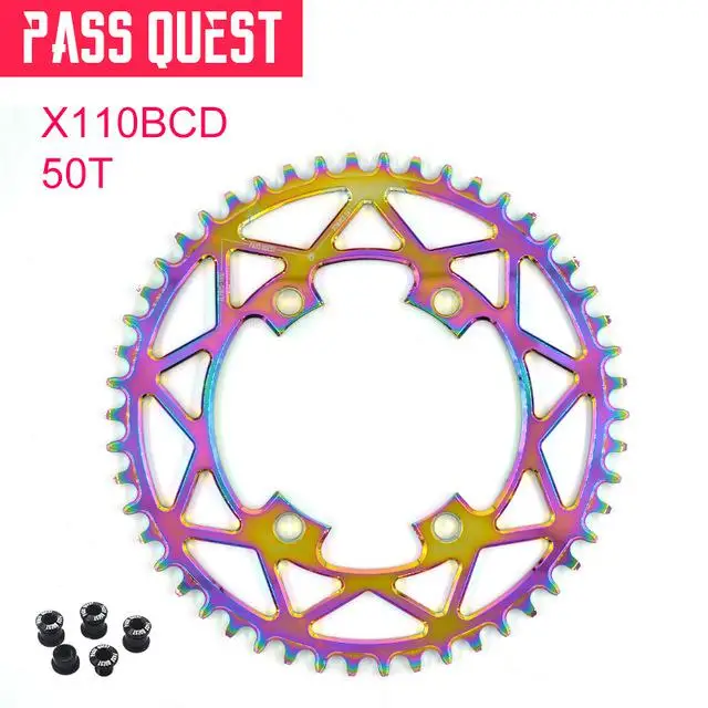 Пройти QUEST X110/4 BCD 110BCD титановое покрытие круглый дорожный велосипед узкая широкая цепь 40 T-52 T R2000 R3000 4700 5800 6800 DA9000 - Цвет: 50T