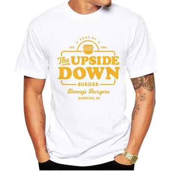 

LUSLOS New 2019 Cotton Men's T shirt Vintage Upside Down T-shirt Men Fashion Casual Top Tee Men White Loose Tshirt Male
