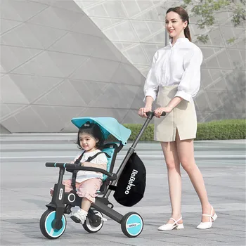 

Multifunctional Children's Tricycle 5 in 1 Two-way Foldable Baby stroller Folding Lightweight Children's Bicycle
