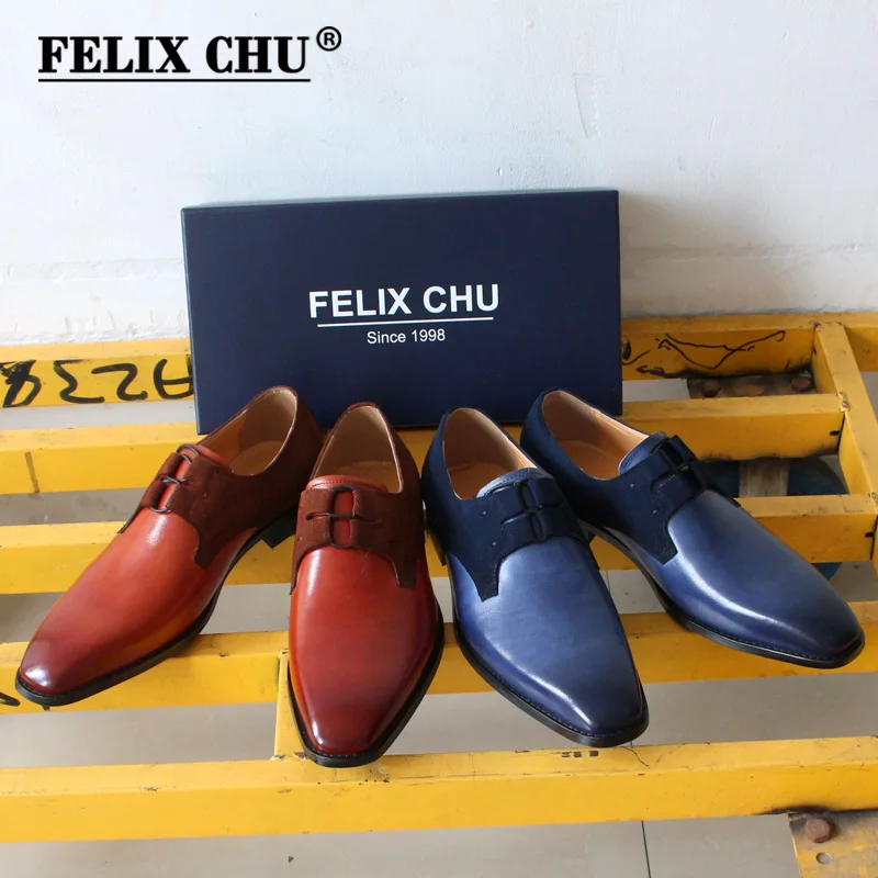 FELIX CHU Square Plain Toe Handmade Men's Dress Shoes Genuine Leather Suede Blue Green Patina Oxford Shoes for Men Wedding Shoes FELIX CHU Square Plain Toe Handmade Men's Dress Shoes Genuine Leather Suede Blue Green Patina Oxford Shoes for Men Wedding Shoes