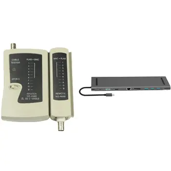 

11 in 1 HUB 4K USB Type-C to USB 3.0 TF HDMI VGA RJ45 Mini DP Docking with Network Cable Ethernet Tester