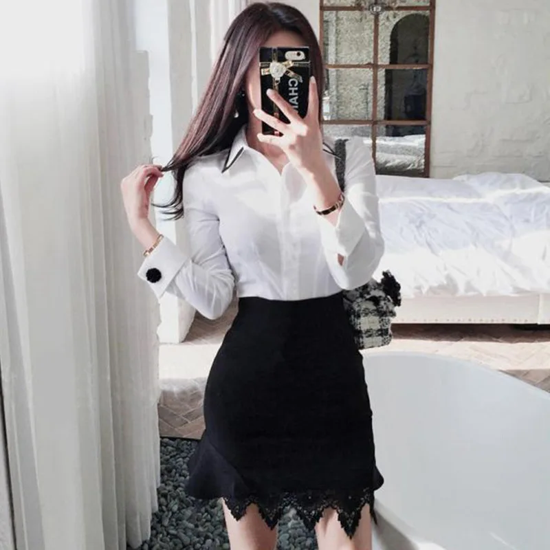

864 2018 Fall And Winter Clothes New Style Korean-style High-waisted Skirt Skirt Slim Fit Versatile Elegant Career Ol Bud Women'
