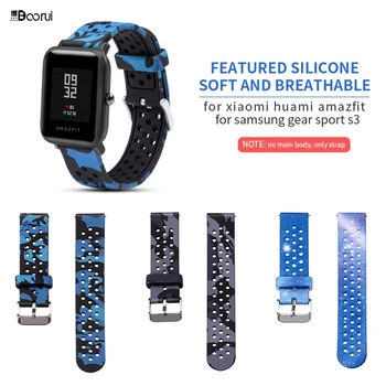 

BOORUI for xiaomi Amazfit Bip Strap 20mm silicone sports amazfit bip watch strap Breathable accessories bip amazfit strap 2019