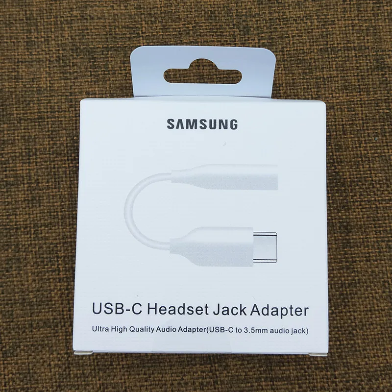White with box samsung usb type C до 3,5 мм адаптер для наушников аудио кабель для Galaxy A90 A60 A80 A8S Note10 Note 10+ Mi 9 - Цвет: White with box