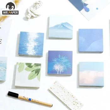 

Mr.Paper 100pcs 8 Designs Memo Pads Self-Adhesive INS Style Sticky Planner Notepad Diary Creative Decoration Self-Stick Notes