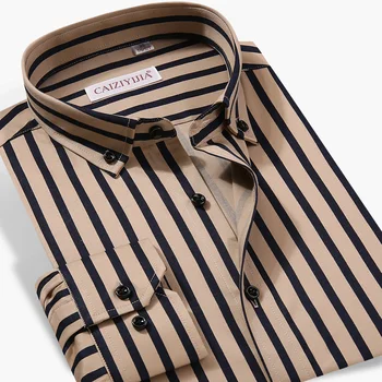 

Men's Fashion Vertical Striped Button Down Shirts Smart Casual Long-sleeve Standard-fit Premium Comfort Dress Shirt