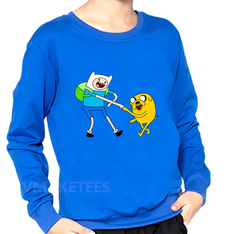 Детские толстовки с изображением Финна из Adventure Time and Jake с мультяшным принтом Толстовка для маленьких мальчиков и девочек детские топы, забавная одежда для малышей KYT5200