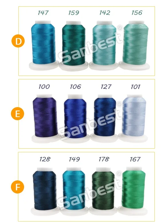 Description Picture 4 of itemSanbest High Quality Polyester Embroidery Thread Fliament 120D/2 1000M 92Colors Can Choose Brother Singer Machine Sewing Threads