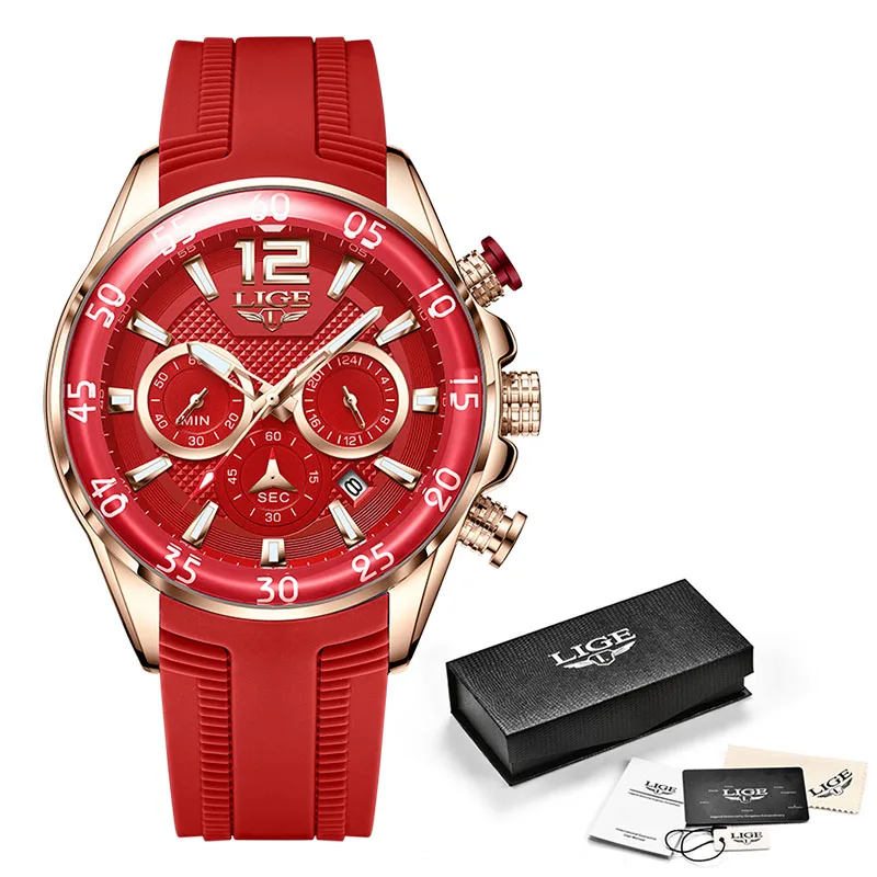 2022 LIGE Fashion Men Watches Sport Quartz Watch Man Brand Luxury Wristwatches Chronograph Waterproof Casual Clock Montre Homme 
