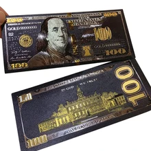 Antique Black Gold Foil USD 100 Currency Commemorative Dollars Banknotes Decor