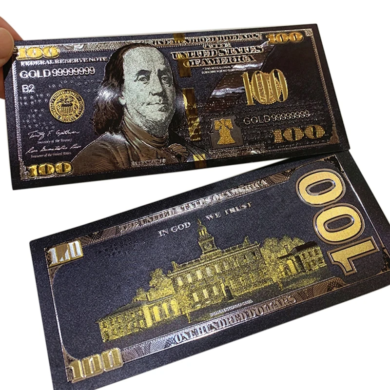 Античная черная Золотая фольга USD 100 юбилейные банкноты Декор | Дом и сад
