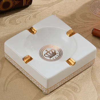 

Square Ashtray Ceramic Smoking Ash Tray Cigar Ashtray Holder Office Study Home Decorative Supplies