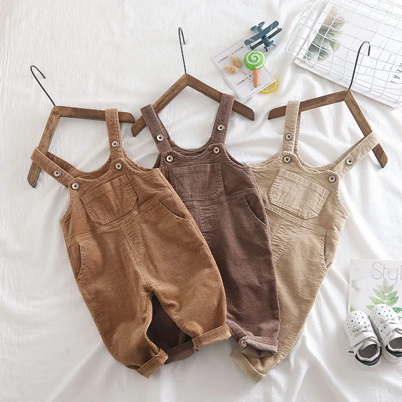 

2019 Spring Kids Overalls Children Corduroy Jumpsuit for Boys Girls Pure Cotton 1-5 Years Old Baby Pants Baby Boy Clothes