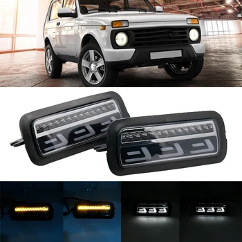 

2Pcs Led Daytime Running Light for Lada Niva 4X4 1995+ with Turn Signal Light Drl Car Headlight Replacement Parts