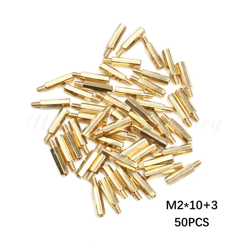 Винты с шестигранной головкой 50 шт. латунные винты отверстиями M2 * 8 + 3 резьбовых