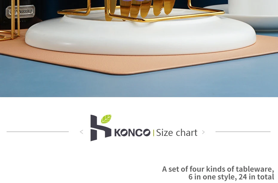 Konco conjunto de talheres dourado 24 peças,