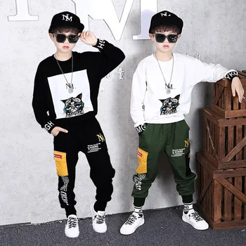 

Boys Girls Clothing Sets 2020 Spring Cotton Hip hip Kids Boys Suit For 10 12 14 16 Years Children Hoodies Pants Dance Outfits