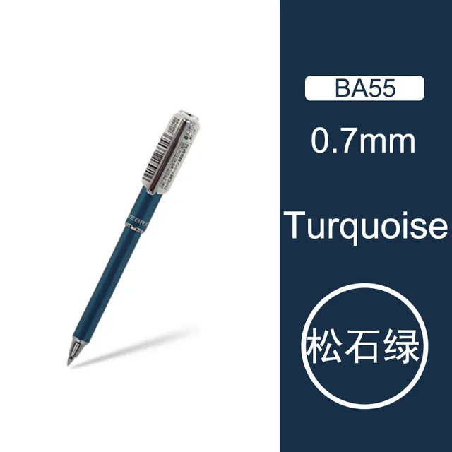 Turquoise 1 шт. ZEBRA Выдвижная шариковая ручка BA55 мини металлический стержень маслянистая Классическая карманная ручка для подписи 0,7 мм гладкое письмо - Цвет: Turquoise