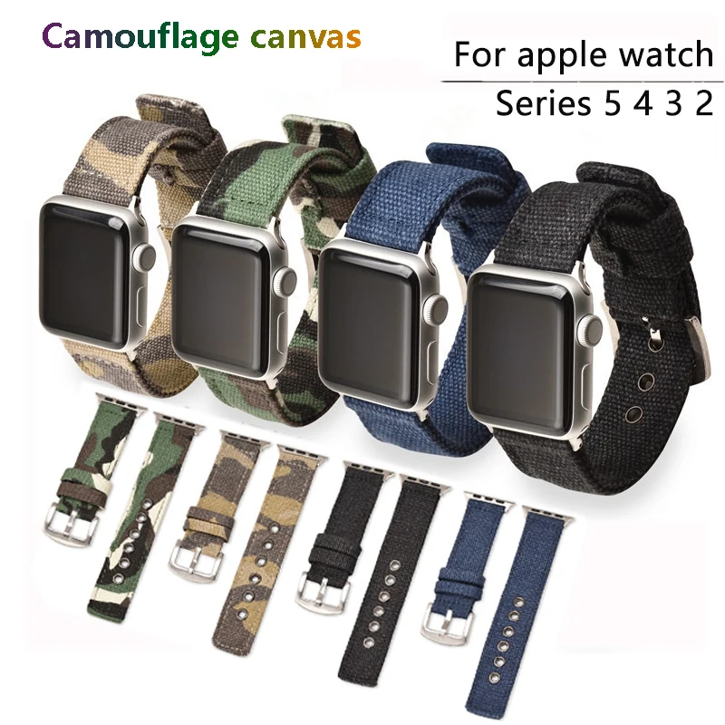 

Sport nylon strap for apple watch band iwatch 5 4 3 2 1 band 42mm 38mm 44mm 40mm Camouflage canvas bracelet watch Accessories