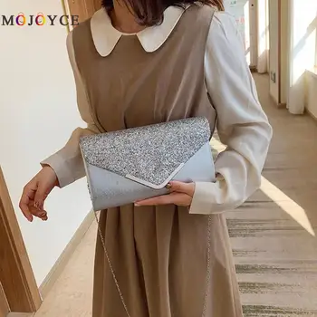

Fashion Women Evening Bag PU Leather Sequins Envelope Clutch Glitter Chain Shoulder Crossbody Ba Ladies Small Handbag