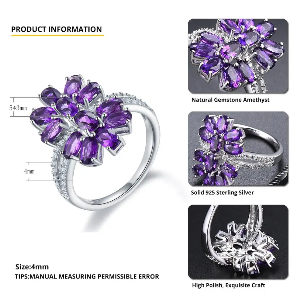Hutang 925 пробы серебряные винтажные кольца «Павлин» 2.4ct настоящий Аметист Фиолетовый драгоценный камень коктейльное кольцо для женщин ювелирные украшения