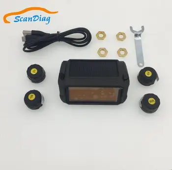 

Wireless TPMS Solar Tire Pressure Monitoring System Real-time Alarm External / Internal Sensors Tire Guage Monitor 0-9.9 Bar