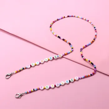 

Handmade Colorful letter Rice bead Glasses Chain bohemian children's mask Chain necklace eyeglass chain