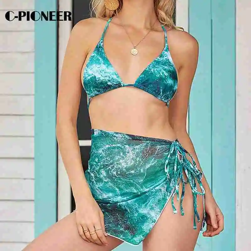 2022 Cross-border Exclusively For European And American New Strap Bikini Three-piece Suit Aliexpress Yama Sexy Swimsuit Women | Спорт и