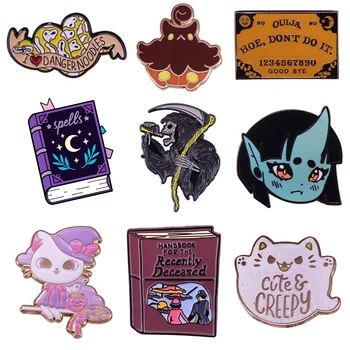 

K2004 Wholesale 20pcs/lot Horror Pins Enamel Pin Brooches Cartoon Creative Metal Brooch Pins Backpack Hat BadgeHalloween Gifts