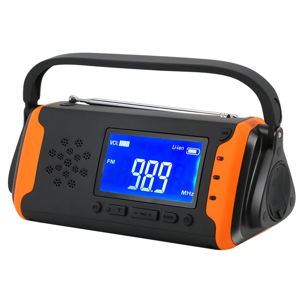 Dynamo Emergency Radio Power Bank LED Screen Solar Powered Portable Electric Multifunctional Flashlight Hand Crank USB Charger
