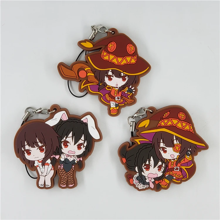 KonoSuba Kono Subarashii Sekai ni Syukufuku Wo Anime Megumin Yunyun Strap Rubber Keychain | Украшения и аксессуары