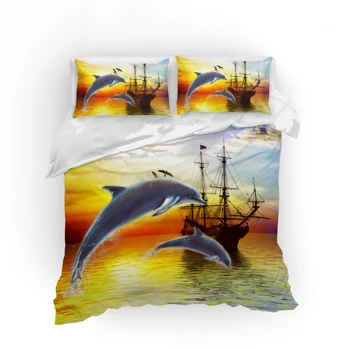 

Dolphin Bedding Set Bedroom Decor 100% Microfiber Soft Hypoallergenic Zipper 1PC Duvet Cover with Pillowcases