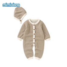 

Baby Romper Cotton Knitted Newborn Toddler Jumpsuit Outfit Hat Autumn Long Sleeve Infant Boy Girl Clothing Set One Piece Overall