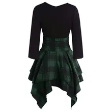 Платье в стиле панк, женское платье миди, консервативный дизайн, сексуальное, высокая талия, в клетку, панк, платье, асимметричное, повседневное, с длинным рукавом, элегантное, готическое, Лолита, платье