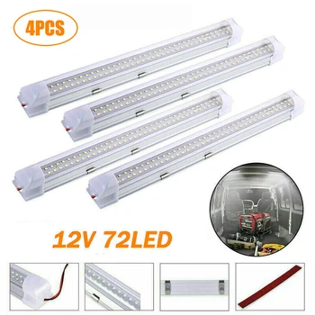 

4PCS Car Interior Light Strip Bar 72 LED 6500K White Strip Lamp with ON/OFF Switch for Truck Caravan Boat Home