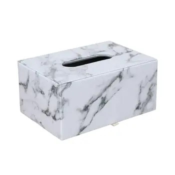 

Rectangular Marble PU Leather Facial Tissue Box Cover Napkin Holder Paper Towel Dispenser Container for Home Office Car Decor