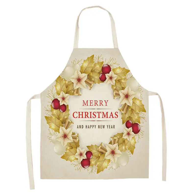 CM1003-2 1 шт. веселый новогодний фартук для женщин Pinafore 53*65 см хлопковые льняные фартуки Рождественский Декор кулон кухонные принадлежности MX0004 - Цвет: CM1003-2