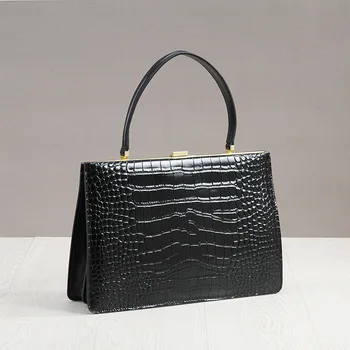 

2020 Women's Bag Clip Bag New Crocodile Pattern Leather Shoulder Messenger Leather Large Capacity Bag Handbag