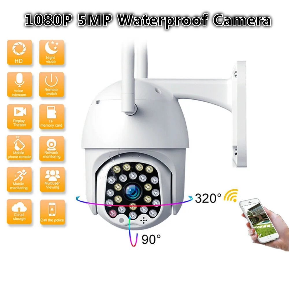 

1080P PTZ 5MP Camera Outdoor Speed Dome Wireless Wifi Security Camera Pan Tilt 4X Zoom IR Network CCTV Surveillance