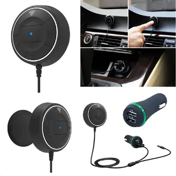 

Bluetooth 4.0 Hands Free Car Kit with NFC Function+3.5mm AUX Receiver Music Aux Speakerphone 2.1A USB Car Charger