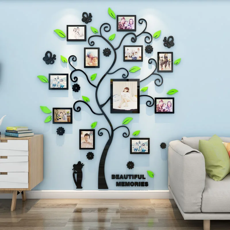 Креативные Фоторамки Дерево наклейки на стену DIY Съемные домашние обои плакат