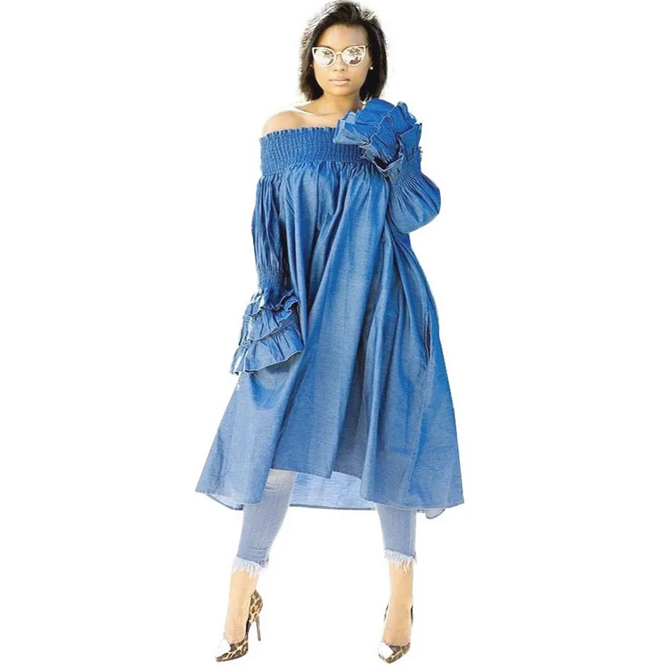 oasis denim slash neck dress