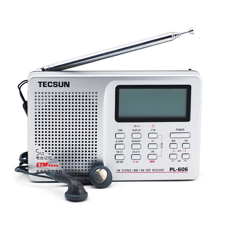Tecsun PL-606デジタルpll fmステレオ/lw/sw/mw dspレシーバー軽量充電式高齢者のための/学生 AliExpress