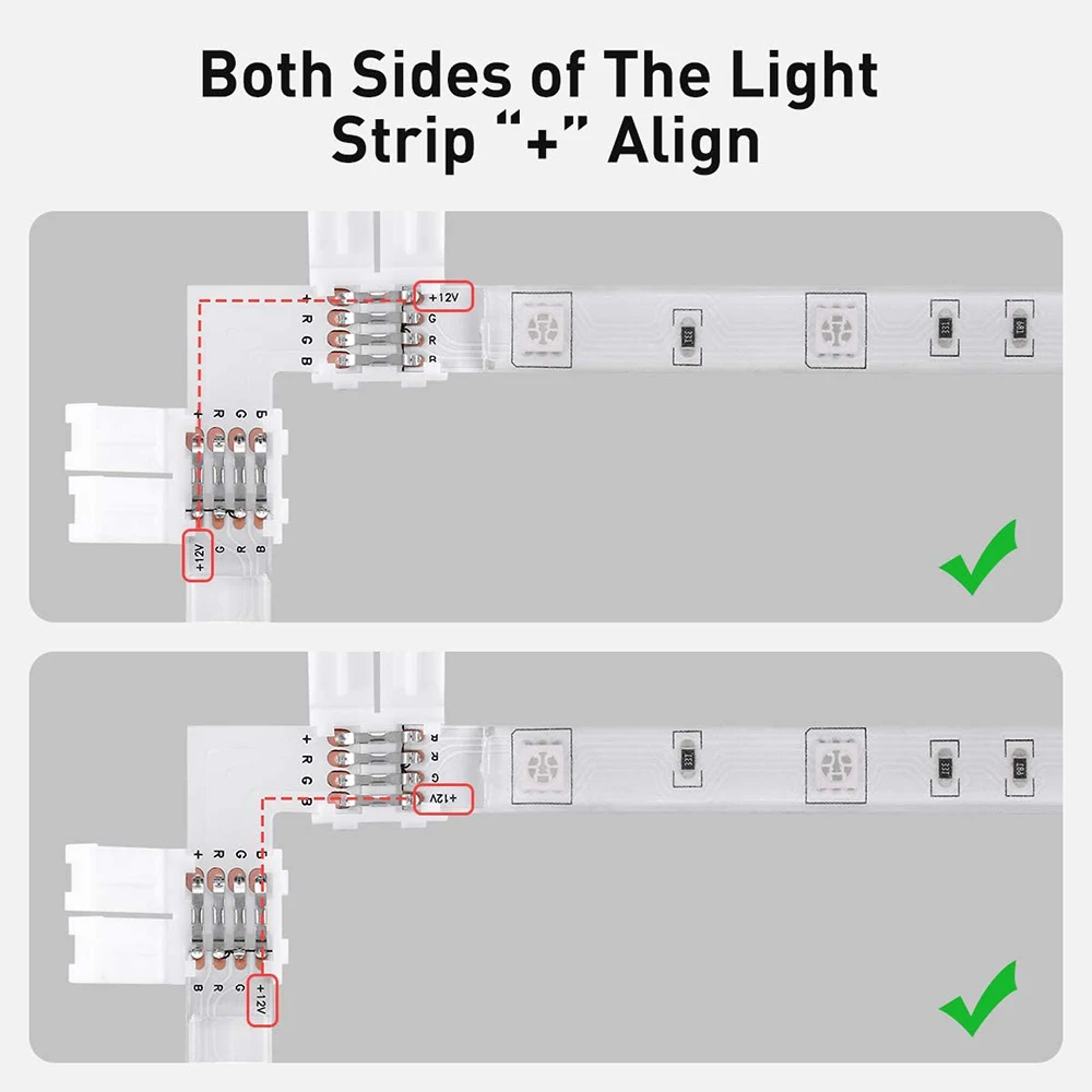 LED Connectors 5pcs 4PIN 8mm Led Connector L Shape 8mm 4pin RGB 3528 2835 Led Strips Corner Angle Wire Connectors Install Adapter
