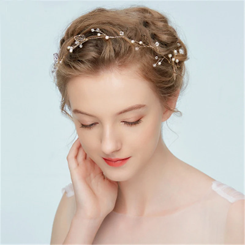 Hollowing out Leaf Bridal Wedding Hairhoop For Bride Handmade Wedding Party Jewelry Accessories Headdress Hairband Headpieces