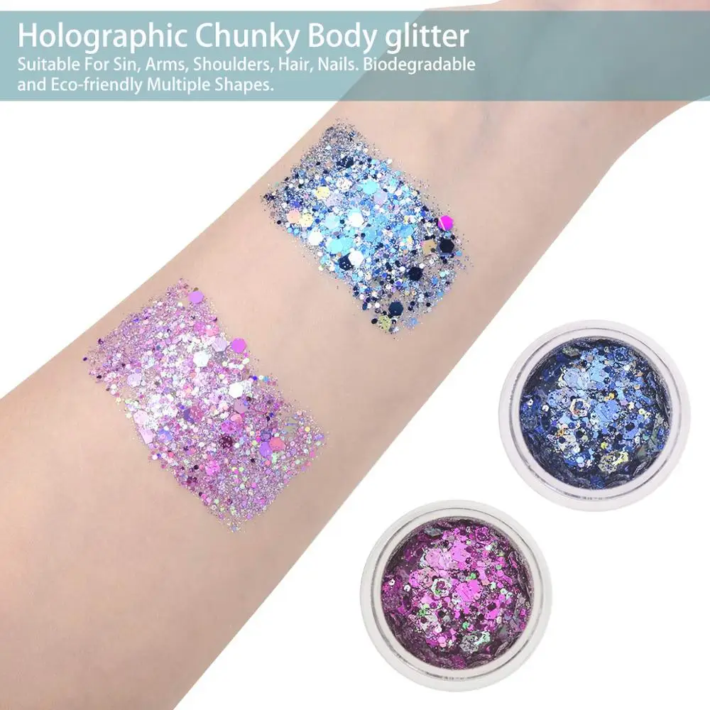 Set of  4/5 Boxes Nail Glitter Holographic Chunky Glitters Nail Art Decorations 3D Cosmetic Sequins for Body Face Hair Makeup