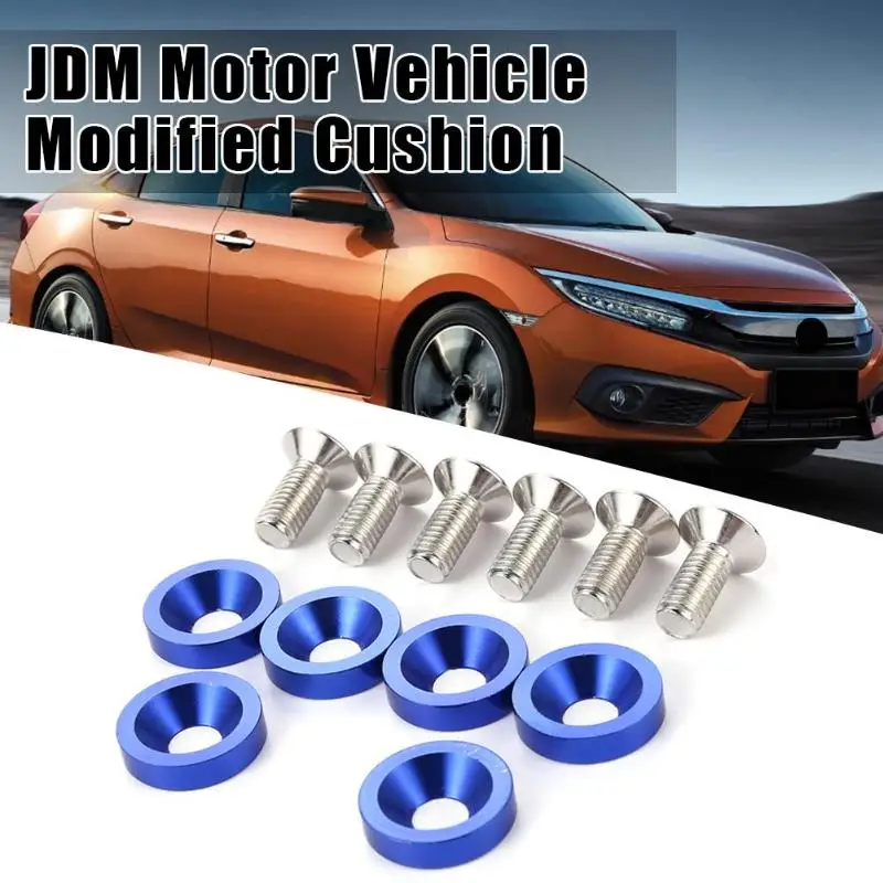 6x JDM автомобиль модифицированные шестигранные крепежные детали молоток для правки крыльев двигателя вогнутые винты номерные знаки шайбы алюминиевые болты M8 Прямая