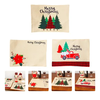 

3pcs Christmas Theme Table Mats Household Dish Mats Table Protection Pads